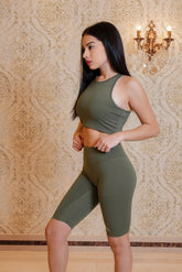 2-in-1 Racerback Top - Khaki